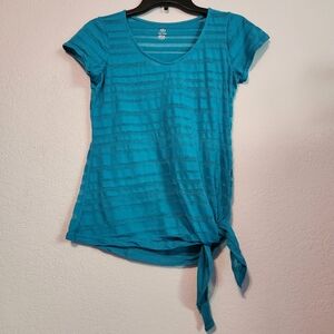 Gaiam teal scoop side-tie top